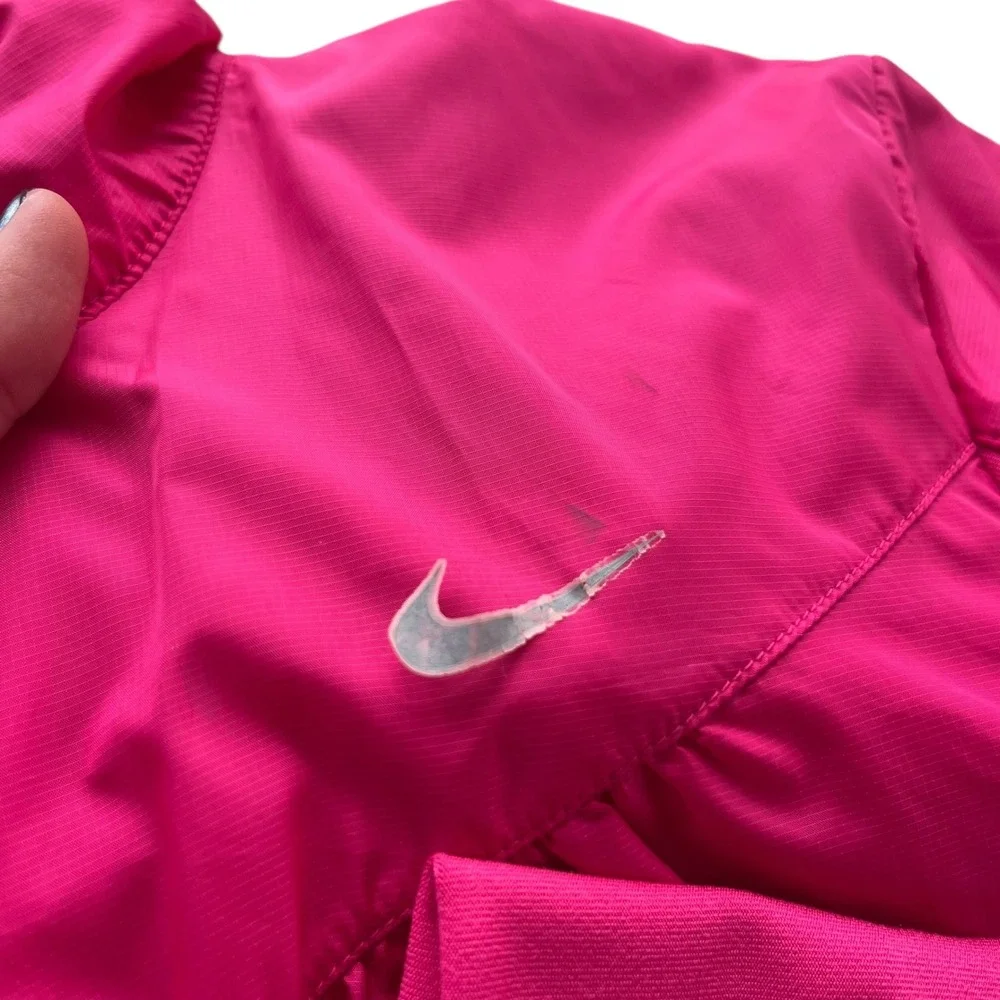 Nike FIT DRY Women's Lg Pink Running Jacket Lightweight Full Zip Athletic Vented